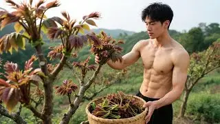 Spring Delight - Harvesting Wild Toona Sinensis & Cooking A Fragrant Toona Omelette _ Rural Gastrono