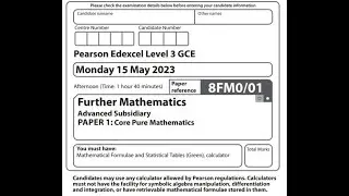 Pearson Edexcel AS Core Pure 2023