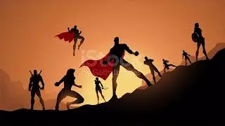Loopable Superhero Team Silhouette Animation Video Stock Video   Download Video Clip