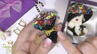 BUY UMBRELLA pin with Flowers Beaded Brooch, Brooch Umbrella, Jewelry For Woman. TamireStudio