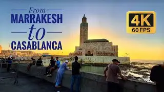 From Marrakesh to Casablanca by Train Hasan 2 Mosque 🇲🇦 | 4K 60FPS | Morocco | AFRICA