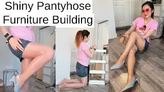 Pantyhose Live Try On Review, Nylons Tights Stockings Shoeplay Dangle Feet Soles Toes