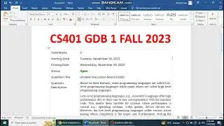 CS401 GDB 1 FALL 2023 100% CORRECT SOLUTION