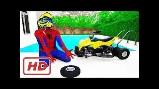 MINI POCKET QUAD BIKE WHEEL FELL OFF!! w/ Learn Colors & Finger Family Nursery Rhymes SONG