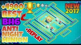 COC BEST +4900!!(BH6) Builder Hall 6 Base W/PROOF Anti 1 Star NIGHT+MINION Trophy Base Layout 2017