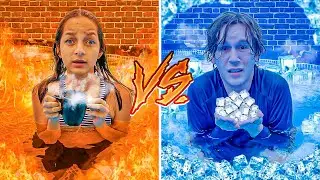 DESAFIO DA PISCINA QUENTE VS FRIA | TIO LUCAS E LAILA SHOW