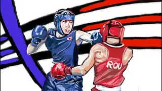 間合いをつめるボクシングのお絵描き動画