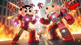 Shinchan Joined The Ironman Army With His Friends 😱 | Roblox War Machines | Funny Game 😂