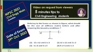 How to decide Size of Stiffness matrix : MPSC/GATE Civil Engg questions with explanation
