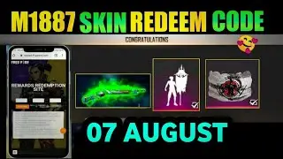 Free Fire Today Redeem Code 7 August | ff Reedem Codes | Flag Emote M1887 Gun Redeem Code Free Fire