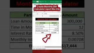 Monthly EMI Calculator in Excel #exceltips