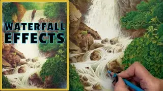 Realistic Waterfall Effects With Colored Pencils