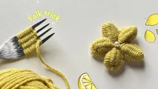 So Easy! I Make Beautiful Woolen Flower With Folk || Embroidery Trick