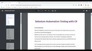 Part  1 Course Content Selenium C#