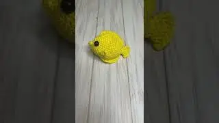 Handmade crochet little yellow tang fish toy, plush sea animal doll