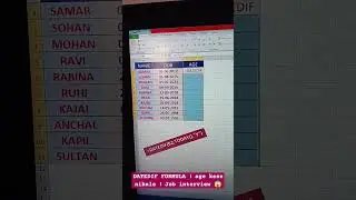 DATEDIF FORMULA । AGE कैसे निकाले । JOB INTERVIEW #exceltech #exceltips #dataentryjobs #exceltricks