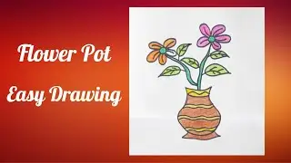 Flower Pot Easy Drawing | Step by Step | How to draw Cute Easy Flower Pot Drawing
