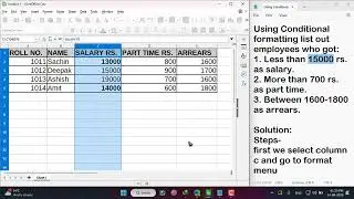 O level M1 R5 practical conditional formatting || conditional formatting in calc #libreoffice