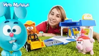 Смешарики - Трактор Копатыча застрял на автомойке - Игра Мультик