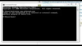 ping is not recognized as an internal or external command