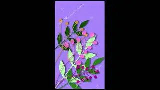 Vertical purple template with colorful animated paper plants