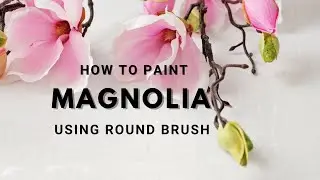MAGNOLIA how to paint USING Round brush Easy acrylic painting for beginners