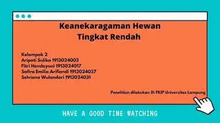 [Biodiversity Project] Keanekaragaman Hewan Tingkat Rendah