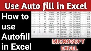 #9 How to use Autofill in Excel | Autofill in Excel | How to Automatically write dates in Excel