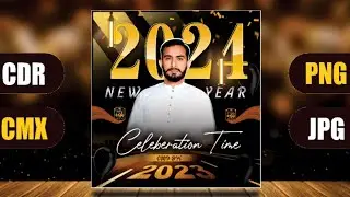 Happy New year 2024 post cdr file - New Year 2024 poster design - NEW YEAR 2024 template free