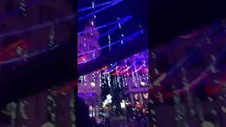 Navidad luces en Madrid en el autobús