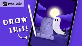 Procreate Step by Step Tutorial - Ghost Graveyard - Draw With Me - iPad Art