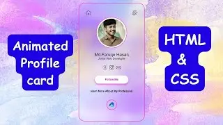 Amazing Animated Profile Card design with html and css | html css tutorial