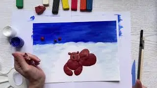 Лепим зимнюю картину из пластилина с детьми. Пластилинография. 