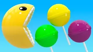 Learn Colors with PACMAN and 3D Lollipop for Kid Children