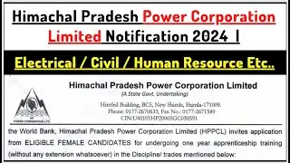 Himachal Pradesh Power Corporation Limited Recruitment 2024 | Himachal Pradesh Govt Jobs 2024|