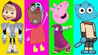 Wrong Heads Peppa Pig Masha Gumball Teen Titans Go Finger Family Song And Learn Colors For Kids