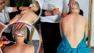 ASMR Real Person Back Tracing With Metal Rollers For Tingles & Sleep
