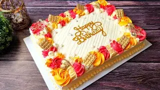 অরেঞ্জ ফ্লেভারের ৩ পাউন্ডের ট্রেন্ডিং কেক | Viral Sheet Cake Recipe | Rectangle Cake Decoration |