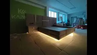 Кровать парящая с подсветкой и ящиками