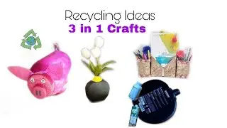 Milk Carton & Plastic Bottles Recycling Ideas|Diy Book & Pen Organizer/Bookends|Diy PiggyBank