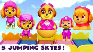 5 Skye Pups Jumping on the Bed with the Funlings