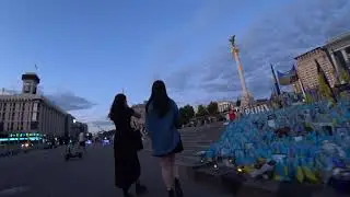 Ukraine.Kyiv. Evening Maidan. Life in the city during the war.