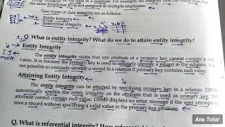 Data Integrity and Entity integrity | Database Management System | ics 12th Class Computer Science 
