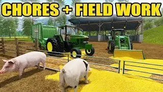 FARMING SIMULATOR 2017 | PIG CHORES + FINISHING FALL HARVEST | EP. #21