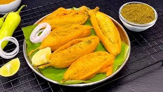 Street Style Mirchi Bajji Recipe | Monsoon Special Mirchi Ka Pakoda |