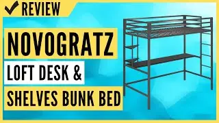 Novogratz Maxwell Metal Twin Loft Desk & Shelves Bunk Beds