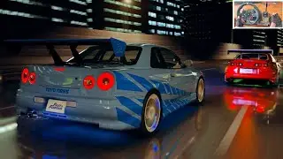 Paul Walker's Nissan Skyline R34 GTR - Assetto Corsa Graphic Mod - Logitech g29 gameplay