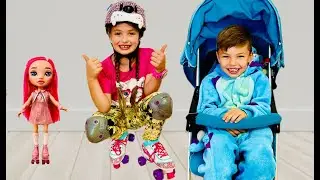 Dominika and Rinat Roller Skating 24 Hours Challenge  Learn responsibility from a to do list