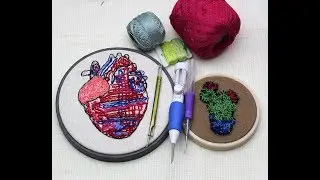 como usar la aguja magica. mi primera vez con la punch needle