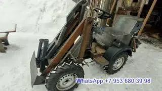Самодельный минипогрузчик 4х4 с задней навеской.  Дуга безопасности, педали, полик, крылья.